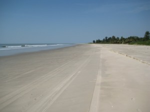 Endless empty beach at Bucotte, Casamance, Senegal